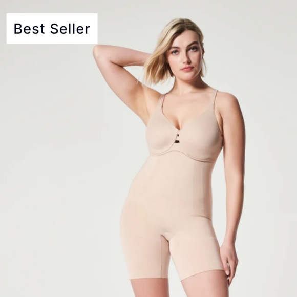 SPANX NWOT power Shaper  open gusset w bra loop holes nude high-waisted - Picture 6 of 13